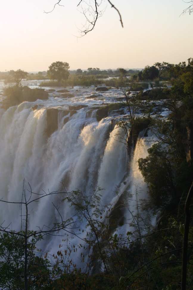 Heavy spray covering the falls