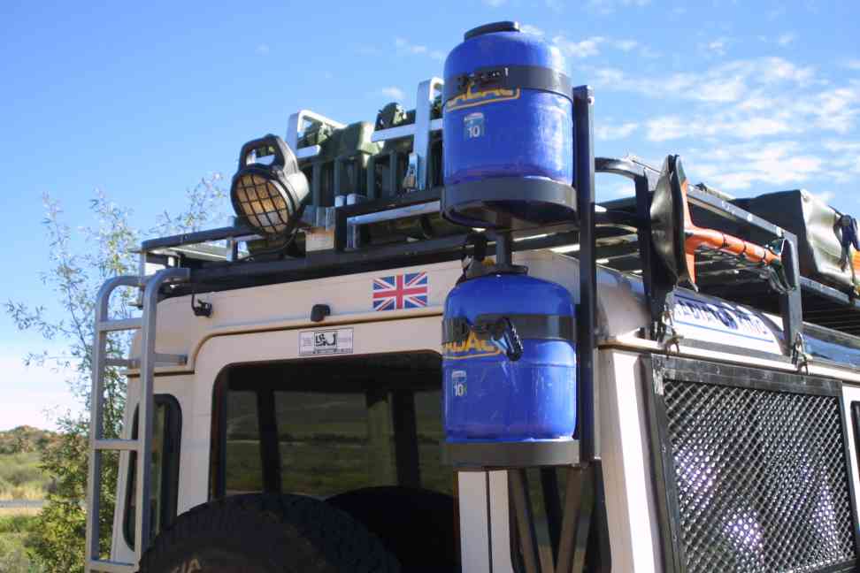 Daph showing gas and jerry cans